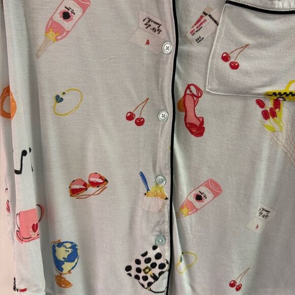 Kate Spade Blue Sunglasses Cherry Taxi Pajama Set Size S - Picture 4 of 5